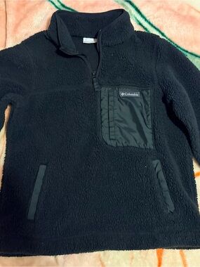 Columbia Black Sherpa Fleece Jacket with Logo Patch